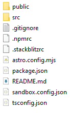 Astro JS setup folder structure.